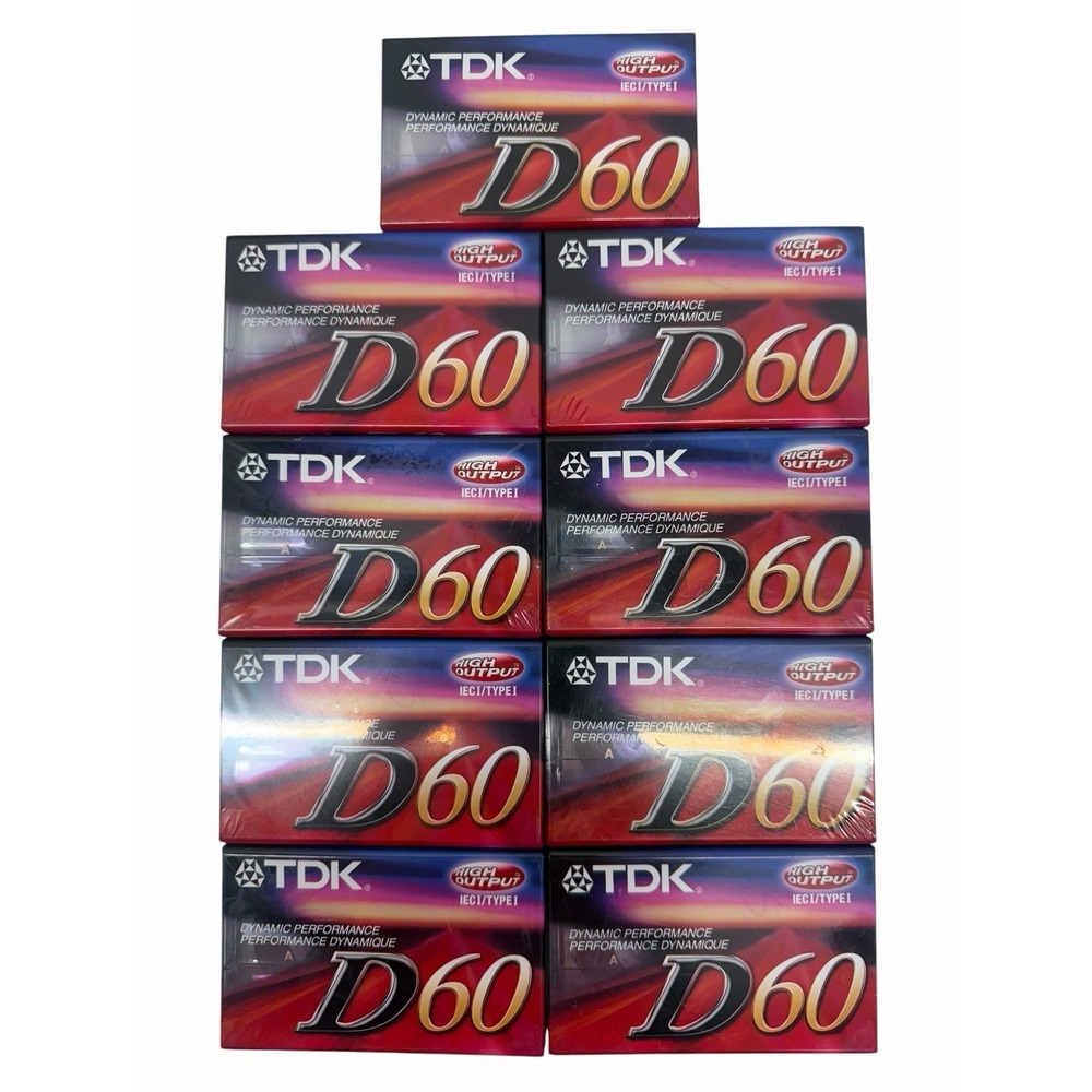 Lot of 9 TDK D60 High Output IEC I Type I Audio Cassette Tapes Sealed